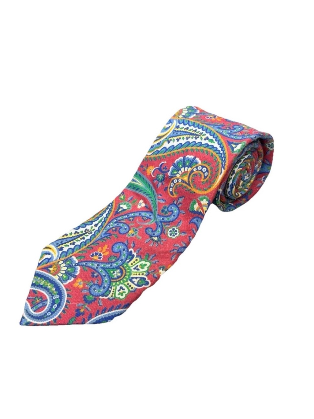 Breuer Italian Linen Paisley Tie Pink Blue Luxury Designer Necktie